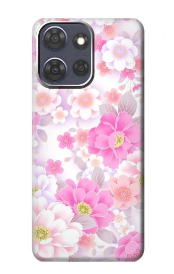 S3036 Pink Sweet Flower Flora Hülle Schutzhülle Taschen für Motorola Moto G Power (2025)