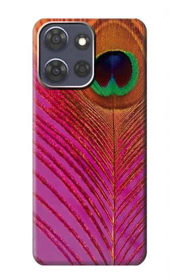 S3201 Pink Peacock Feather Hülle Schutzhülle Taschen für Motorola Moto G Power (2025)