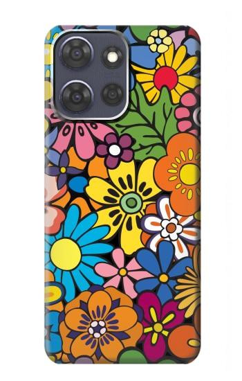 S3281 Colorful Hippie Flowers Pattern Hülle Schutzhülle Taschen für Motorola Moto G Power (2025,2026)