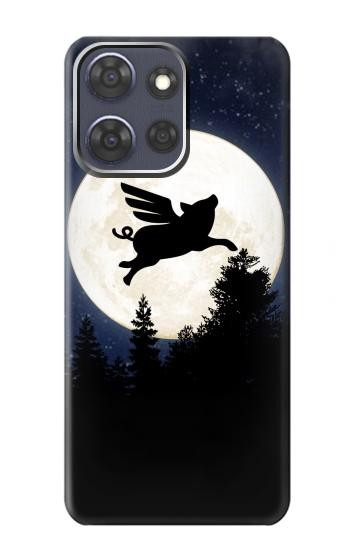 S3289 Flying Pig Full Moon Night Hülle Schutzhülle Taschen für Motorola Moto G Power (2025,2026)