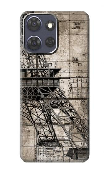 S3416 Eiffel Tower Blueprint Hülle Schutzhülle Taschen für Motorola Moto G Power (2025,2026)