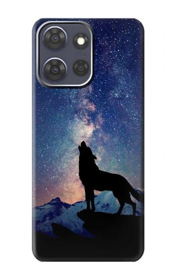 S3555 Wolf Howling Million Star Hülle Schutzhülle Taschen für Motorola Moto G Power (2025,2026)
