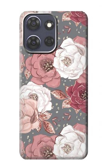 S3716 Rose Floral Pattern Hülle Schutzhülle Taschen für Motorola Moto G Power (2025,2026)