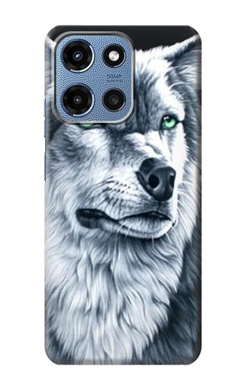 S0123 Grim White Wolf Hülle Schutzhülle Taschen für Motorola Moto G 5G (2025)