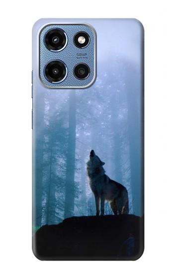 S0935 Wolf Howling in Forest Hülle Schutzhülle Taschen für Motorola Moto G 5G (2025)