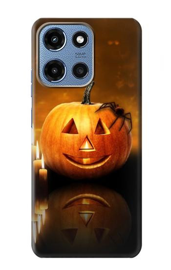 S1083 Pumpkin Spider Candles Halloween Hülle Schutzhülle Taschen für Motorola Moto G 5G (2025)