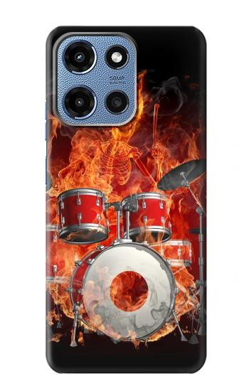S1431 Skull Drum Fire Rock Hülle Schutzhülle Taschen für Motorola Moto G 5G (2025)