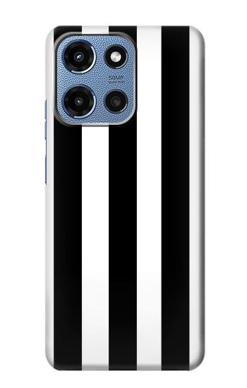 S2297 Black and White Vertical Stripes Hülle Schutzhülle Taschen für Motorola Moto G 5G (2025)