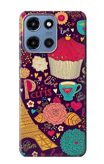 S2353 Paris Cartoon Vintage Pattern Hülle Schutzhülle Taschen für Motorola Moto G 5G (2025)