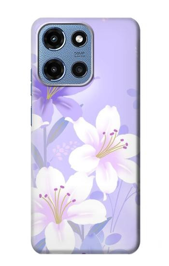 S2361 Purple White Flowers Hülle Schutzhülle Taschen für Motorola Moto G 5G (2025)