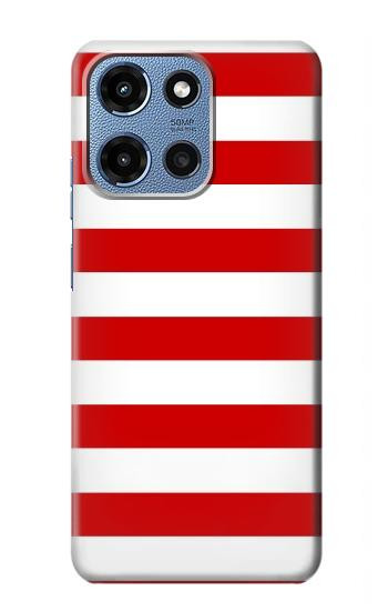 S2364 Red and White Striped Hülle Schutzhülle Taschen für Motorola Moto G 5G (2025)