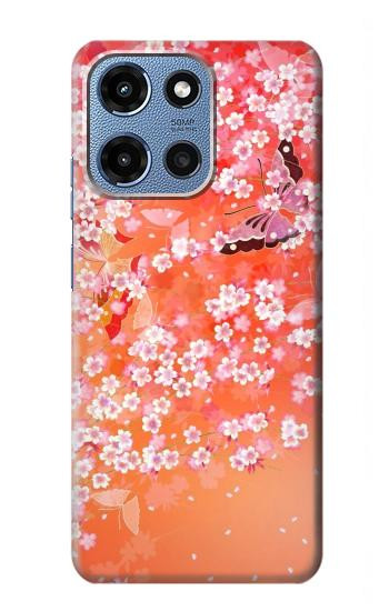 S2543 Japanese Kimono Style Flower Pattern Hülle Schutzhülle Taschen für Motorola Moto G 5G (2025)
