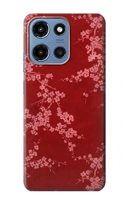 S3817 Red Floral Cherry blossom Pattern Hülle Schutzhülle Taschen für Motorola Moto G 5G (2025)
