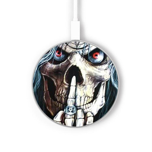 S0222 Skull Pentagram Kabelloses Ladegerät Pad 15W Typ-C iPhone Android LED Licht Ladestation
