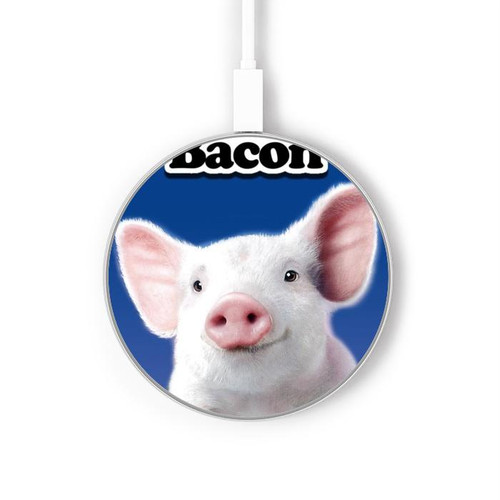 S0608 I Love Bacon Cute Baby Pig Kabelloses Ladegerät Pad 15W Typ-C iPhone Android LED Licht Ladestation