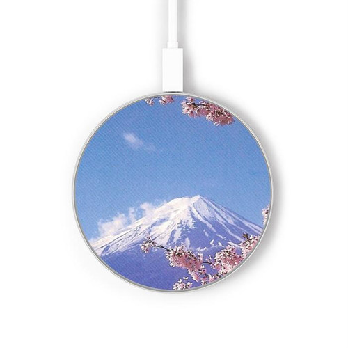 S1060 Mount Fuji Sakura Cherry Blossom Kabelloses Ladegerät Pad 15W Typ-C iPhone Android LED Licht Ladestation