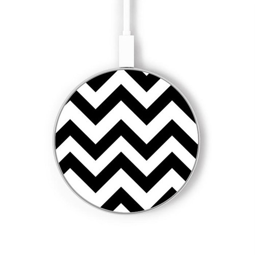 S1613 Chevron Zigzag Kabelloses Ladegerät Pad 15W Typ-C iPhone Android LED Licht Ladestation