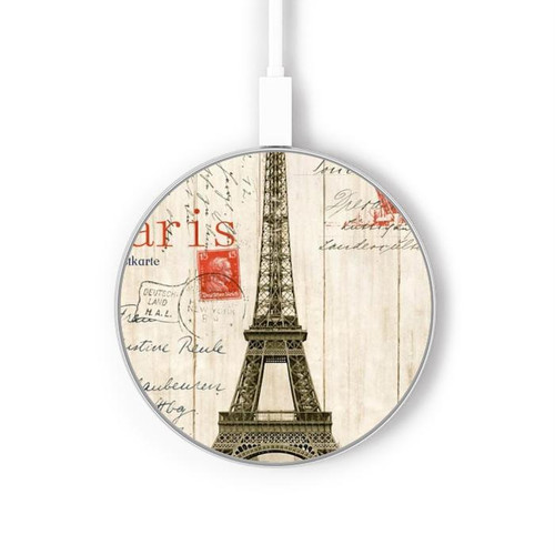 S2108 Eiffel Tower Paris Postcard Kabelloses Ladegerät Pad 15W Typ-C iPhone Android LED Licht Ladestation