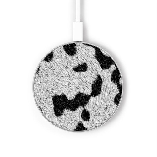 S2170 Cow Fur Texture Graphic Printed Kabelloses Ladegerät Pad 15W Typ-C iPhone Android LED Licht Ladestation