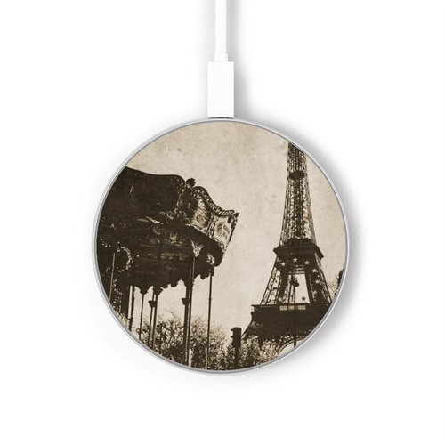 S2174 Eiffel Tower Vintage Paris Kabelloses Ladegerät Pad 15W Typ-C iPhone Android LED Licht Ladestation