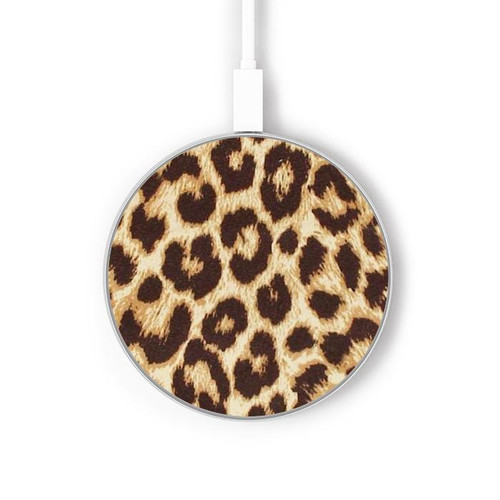 S2204 Leopard Pattern Graphic Printed Kabelloses Ladegerät Pad 15W Typ-C iPhone Android LED Licht Ladestation