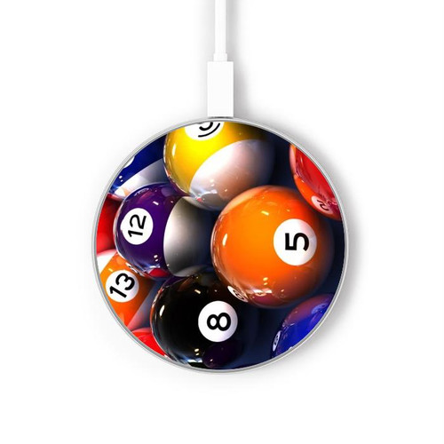 S2238 Billiard Pool Ball Kabelloses Ladegerät Pad 15W Typ-C iPhone Android LED Licht Ladestation