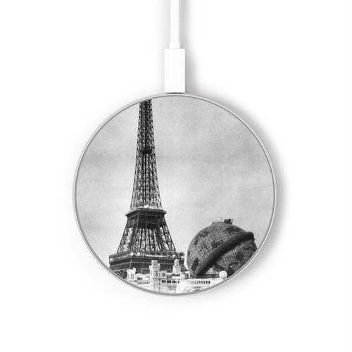 S2350 Old Paris Eiffel Tower Kabelloses Ladegerät Pad 15W Typ-C iPhone Android LED Licht Ladestation