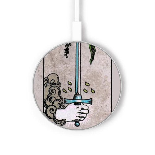 S2482 Tarot Card Ace of Swords Kabelloses Ladegerät Pad 15W Typ-C iPhone Android LED Licht Ladestation