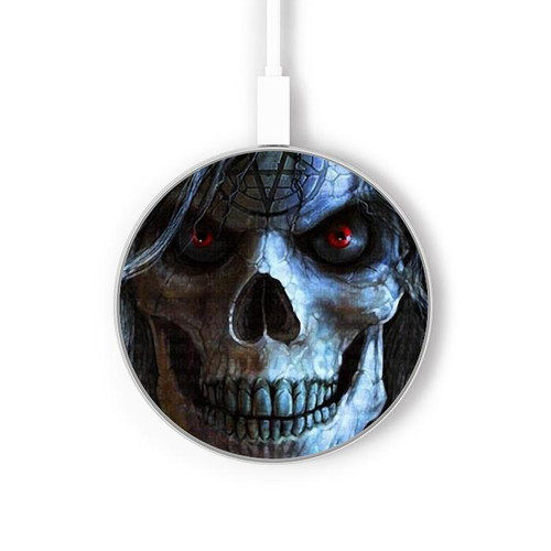 S2585 Evil Death Skull Pentagram Kabelloses Ladegerät Pad 15W Typ-C iPhone Android LED Licht Ladestation