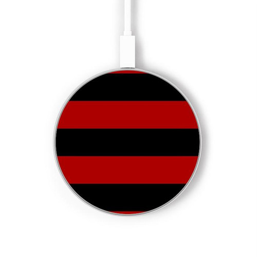 S2638 Black and Red Striped Kabelloses Ladegerät Pad 15W Typ-C iPhone Android LED Licht Ladestation
