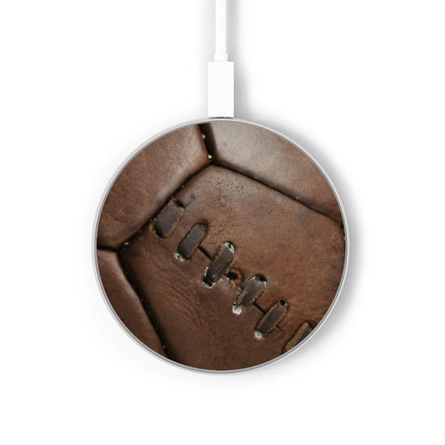 S2661 Leather Soccer Football Graphic Kabelloses Ladegerät Pad 15W Typ-C iPhone Android LED Licht Ladestation