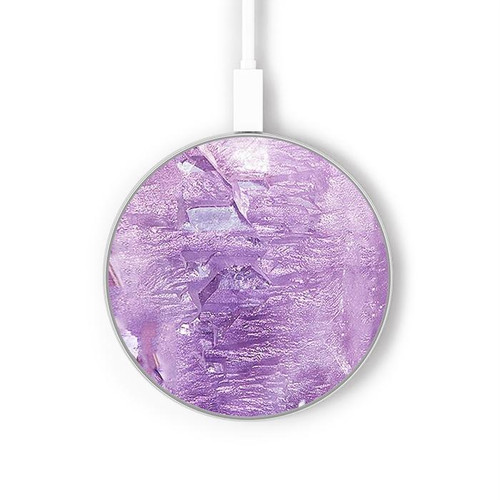S2690 Amethyst Crystals Graphic Printed Kabelloses Ladegerät Pad 15W Typ-C iPhone Android LED Licht Ladestation