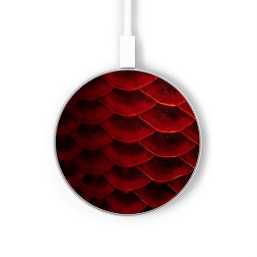 S2879 Red Arowana Fish Scale Kabelloses Ladegerät Pad 15W Typ-C iPhone Android LED Licht Ladestation