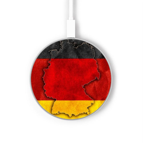 S2935 Germany Flag Map Kabelloses Ladegerät Pad 15W Typ-C iPhone Android LED Licht Ladestation