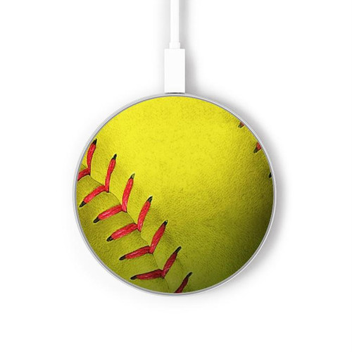 S3031 Yellow Softball Ball Kabelloses Ladegerät Pad 15W Typ-C iPhone Android LED Licht Ladestation
