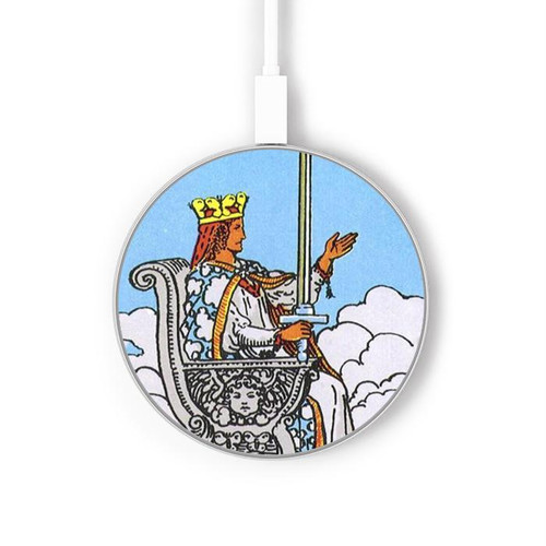 S3068 Tarot Card Queen of Swords Kabelloses Ladegerät Pad 15W Typ-C iPhone Android LED Licht Ladestation