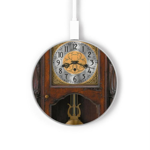 S3173 Grandfather Clock Antique Wall Clock Kabelloses Ladegerät Pad 15W Typ-C iPhone Android LED Licht Ladestation