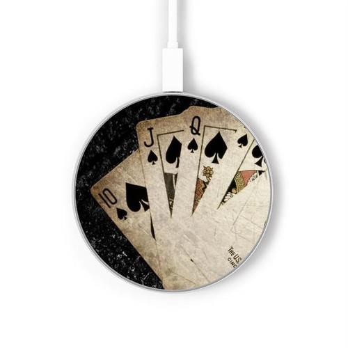 S3231 Vintage Royal Straight Flush Cards Kabelloses Ladegerät Pad 15W Typ-C iPhone Android LED Licht Ladestation