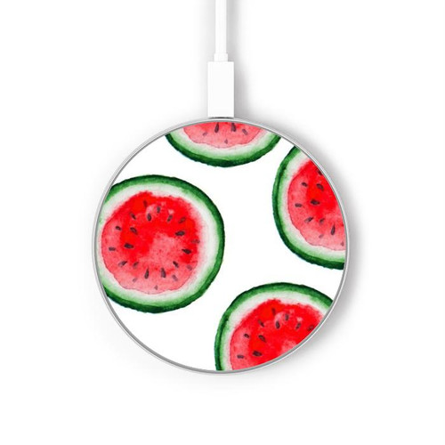 S3236 Watermelon Pattern Kabelloses Ladegerät Pad 15W Typ-C iPhone Android LED Licht Ladestation