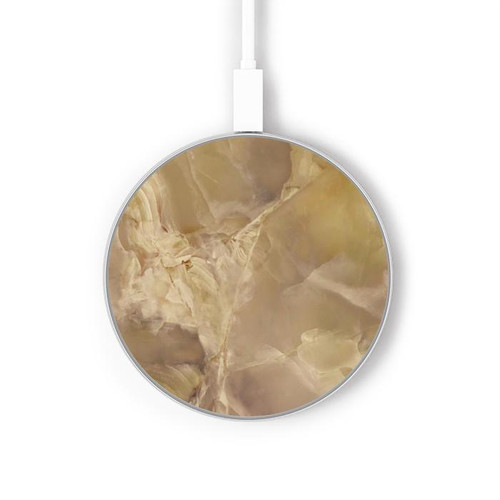 S3240 Yellow Marble Stone Kabelloses Ladegerät Pad 15W Typ-C iPhone Android LED Licht Ladestation