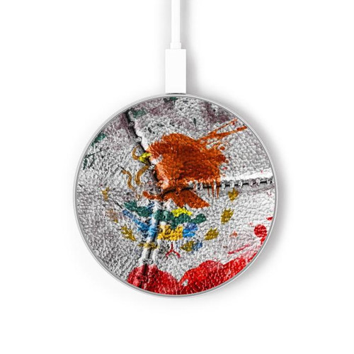 S3314 Mexico Flag Vinatage Football Graphic Kabelloses Ladegerät Pad 15W Typ-C iPhone Android LED Licht Ladestation