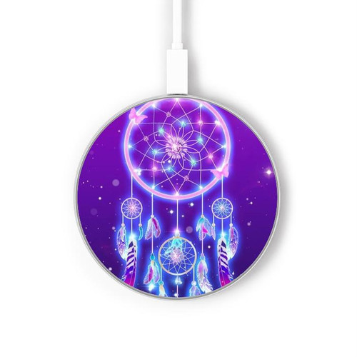S3484 Cute Galaxy Dream Catcher Kabelloses Ladegerät Pad 15W Typ-C iPhone Android LED Licht Ladestation