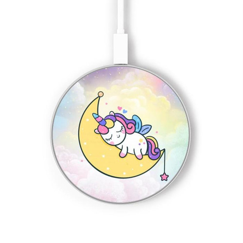S3485 Cute Unicorn Sleep Kabelloses Ladegerät Pad 15W Typ-C iPhone Android LED Licht Ladestation
