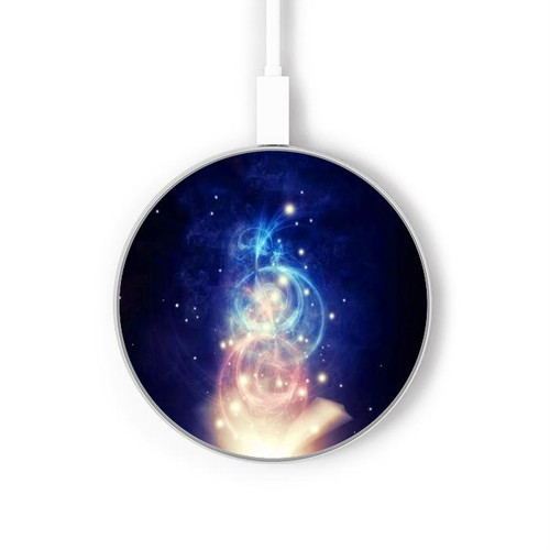 S3554 Magic Spell Book Kabelloses Ladegerät Pad 15W Typ-C iPhone Android LED Licht Ladestation