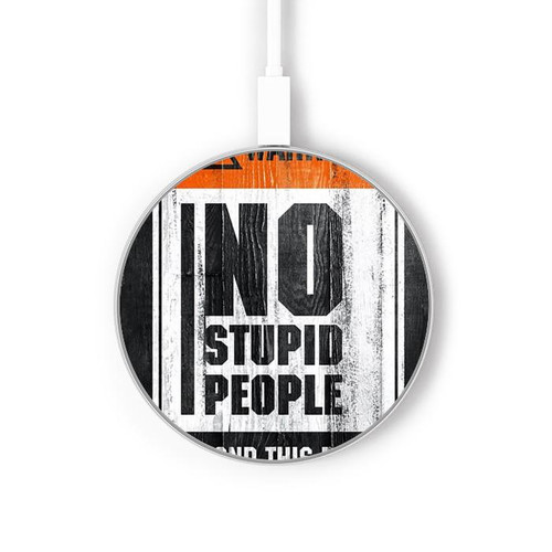 S3704 No Stupid People Kabelloses Ladegerät Pad 15W Typ-C iPhone Android LED Licht Ladestation