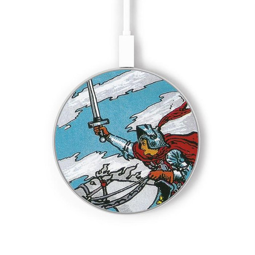 S3731 Tarot Card Knight of Swords Kabelloses Ladegerät Pad 15W Typ-C iPhone Android LED Licht Ladestation