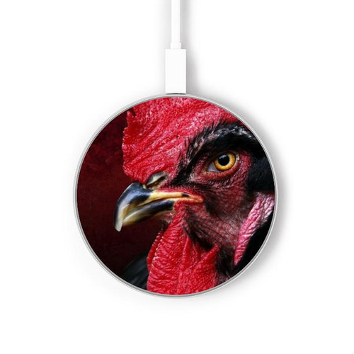 S3797 Chicken Rooster Kabelloses Ladegerät Pad 15W Typ-C iPhone Android LED Licht Ladestation
