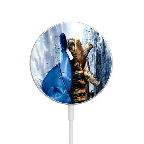 S0084 Turtle in the Rain Magnetisches kabelloses Ladepad mit MagSafe 15W für iPhone 16 15 14 13 12