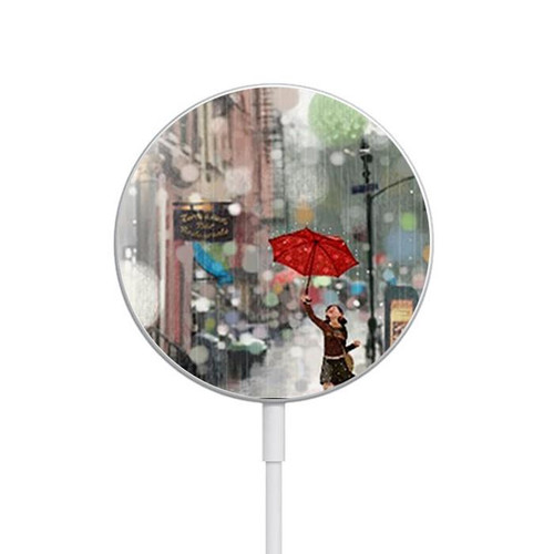 S0108 Girl in The Rain Magnetisches kabelloses Ladepad mit MagSafe 15W für iPhone 16 15 14 13 12