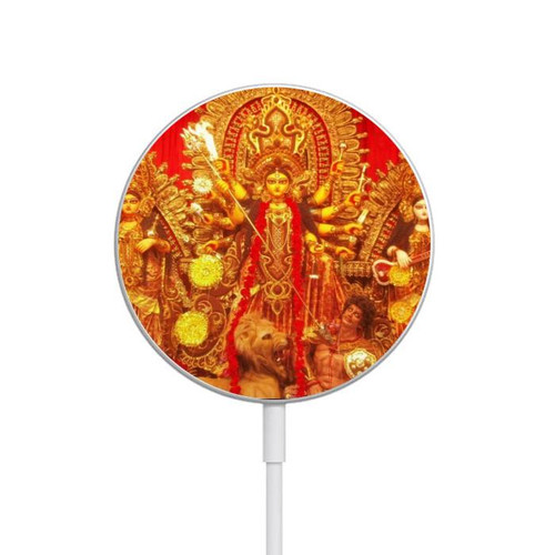 S1030 Hindu God Durga Puja Magnetisches kabelloses Ladepad mit MagSafe 15W für iPhone 16 15 14 13 12